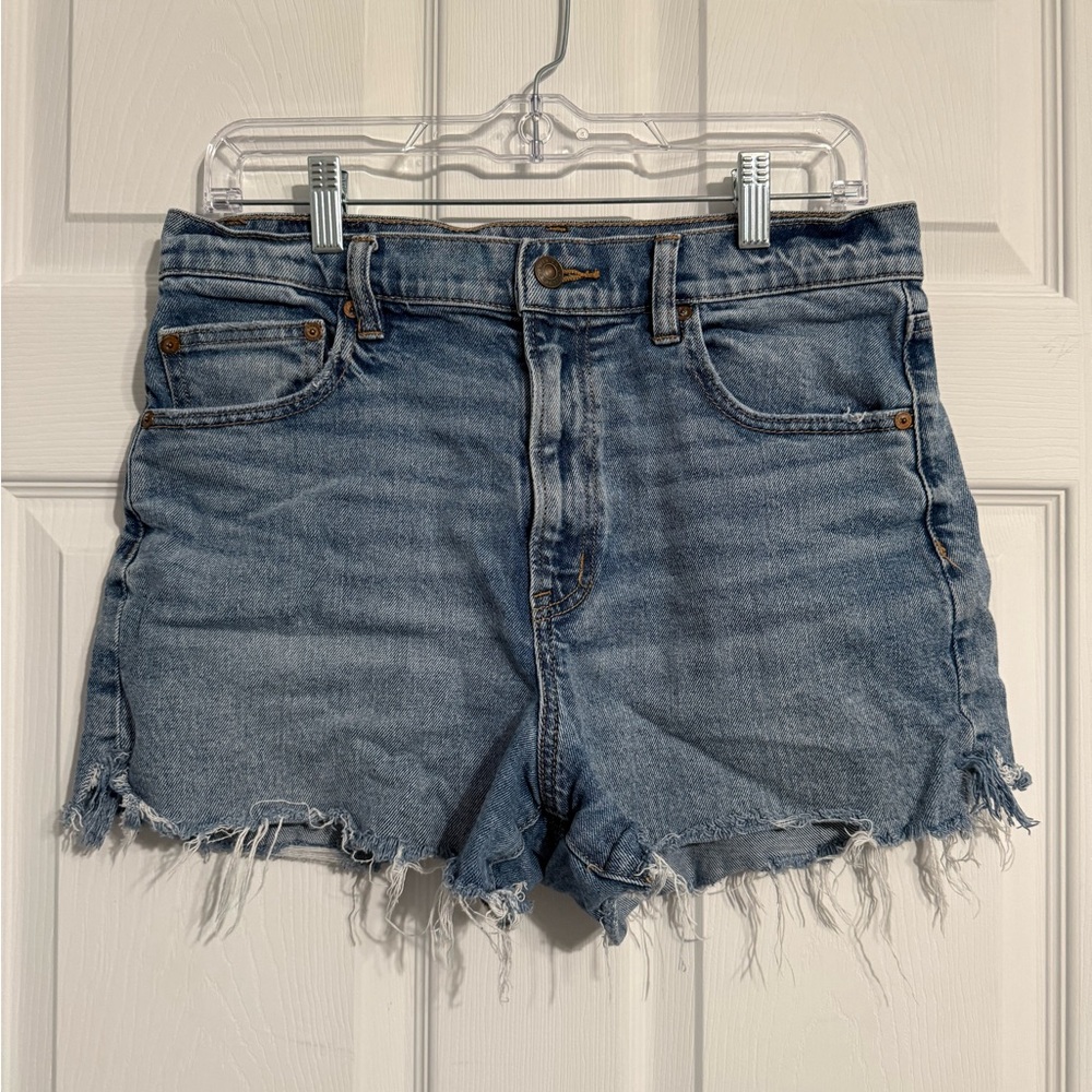 high rise denim shorts